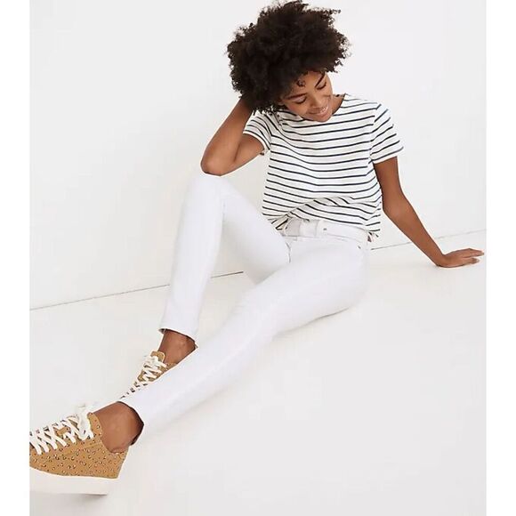 NWT Madewell 10" High-Rise Skinny Jeans Pure White magic pockets Size 28‎ Size 6 - Picture 2 of 15